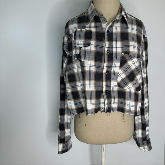 Riley 1880 Vintage Cropped Flannel CROPPED SELF PATCHED IN brown - Picture 16 of 16